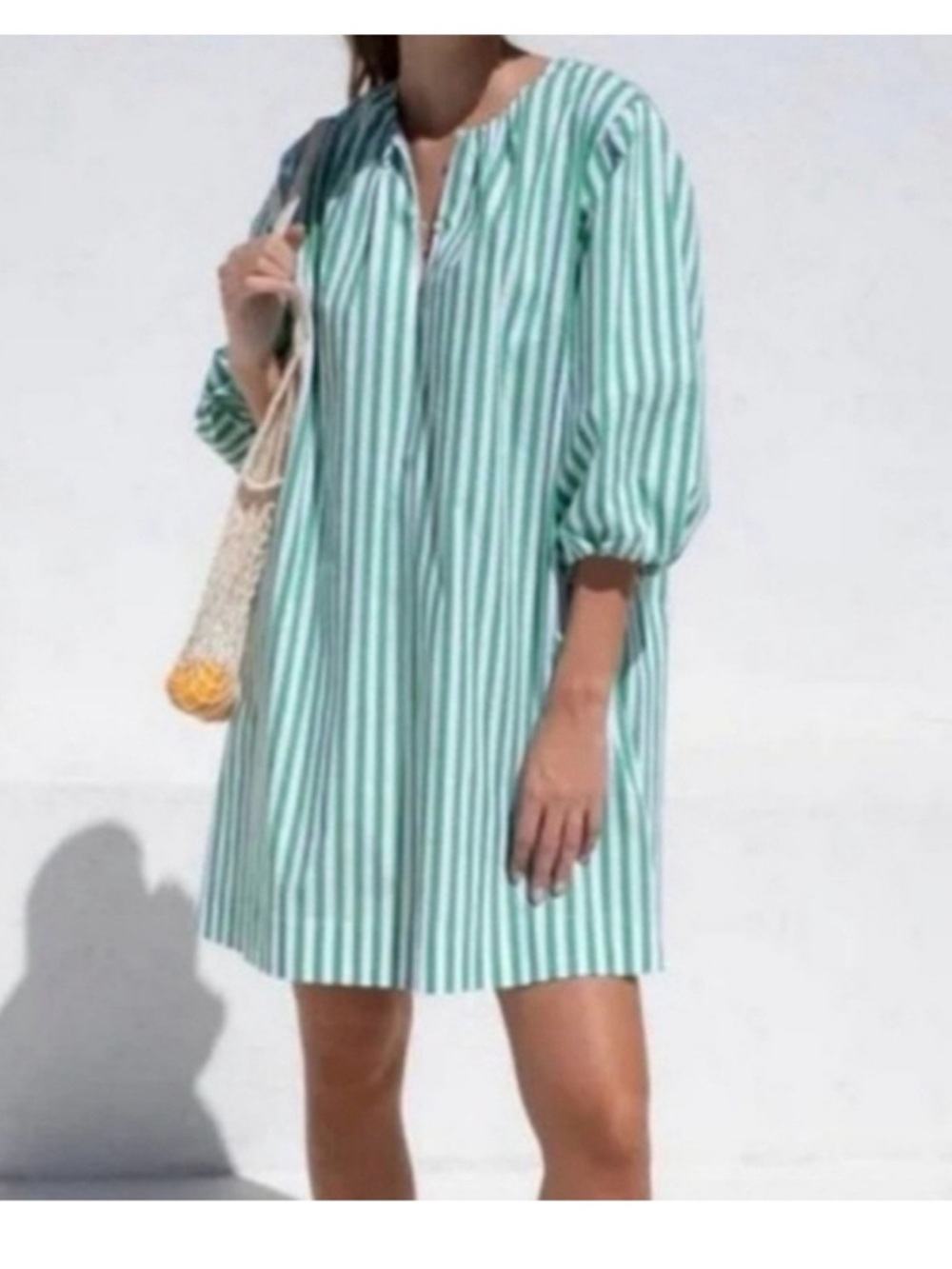 AYR Green and White Vertical Stripe Dress